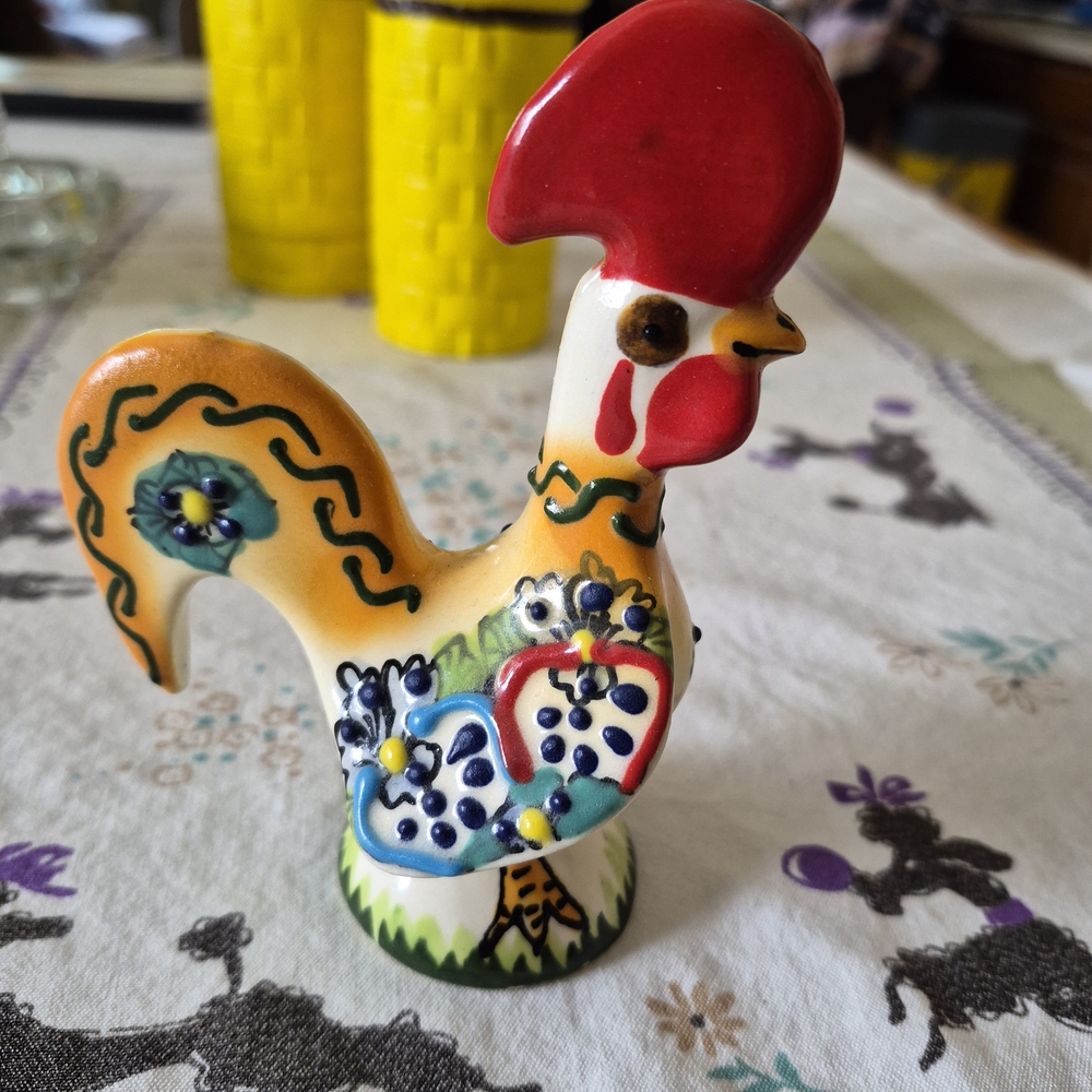 Rooster MEXICANA Vibrant Red and Yellow Ceramic Rooster